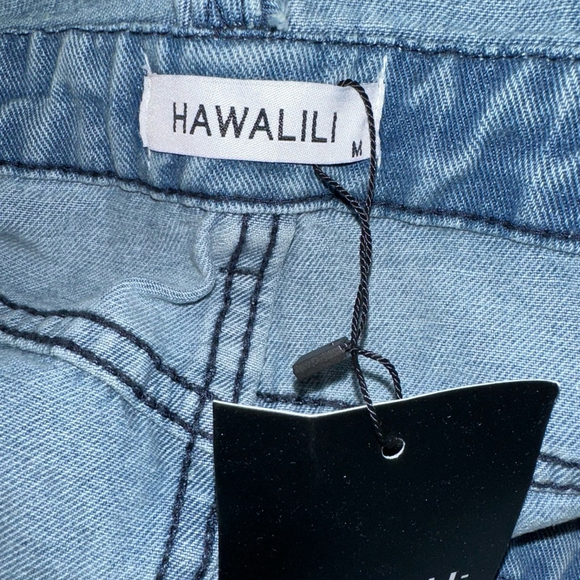 NWT Women HAWALILI Denim Overall Dress Light Blue M Stretchy Comfort New - Picture 7 of 14